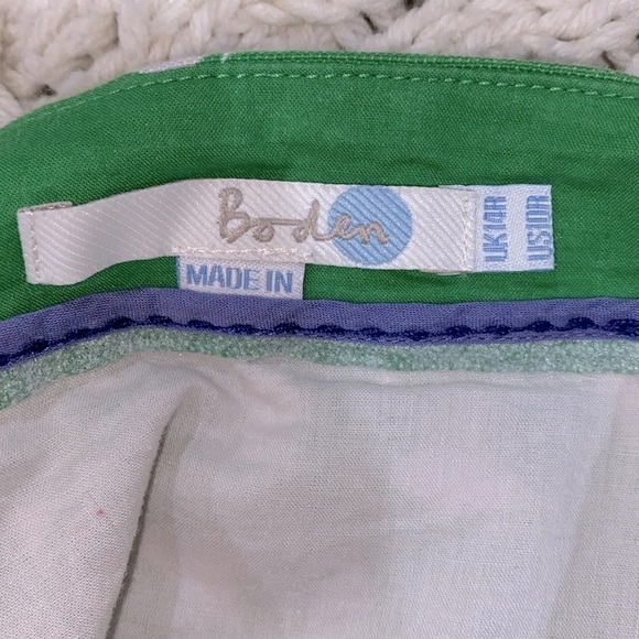 Boden skirt green & white print with pockets size 8 cotton fabric - Picture 8 of 9
